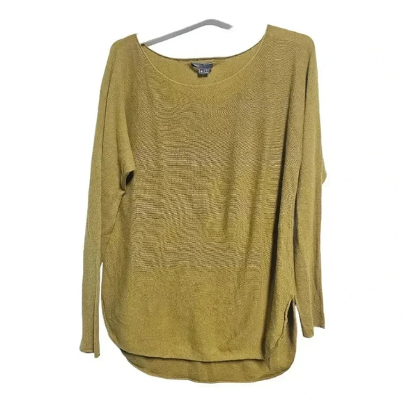 VINCE chartreuse mustard cashmere scoop neck sweater med - Picture 1 of 12